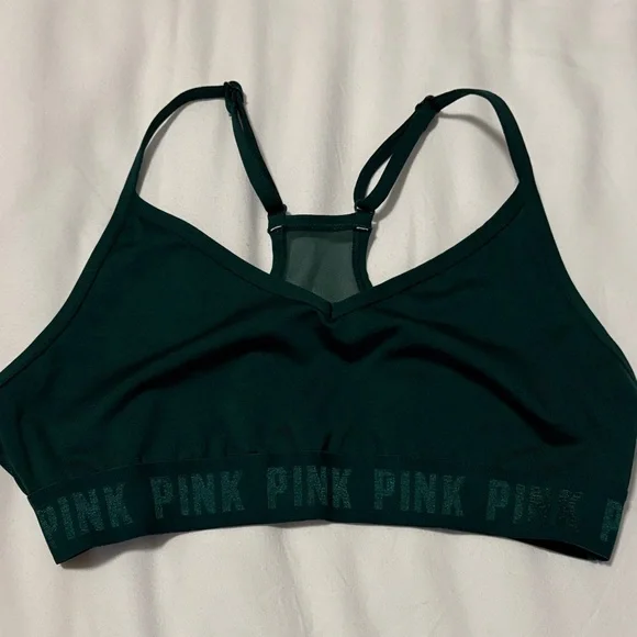 PINK Victoria's Secret Sports Bras - Dark Green and White Size- Medium - Picture 8 of 11